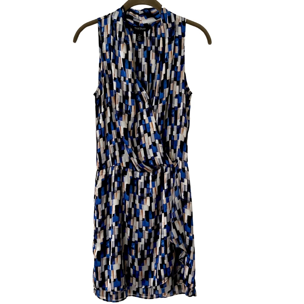 White House Black Market shirt dress Size 2 in Blue and Neutral color design